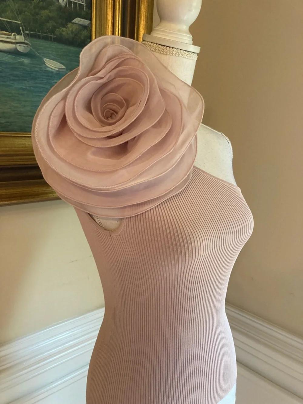 ZARA Lavender 3D Big Flower One Shoulder Top - Picture 5 of 13